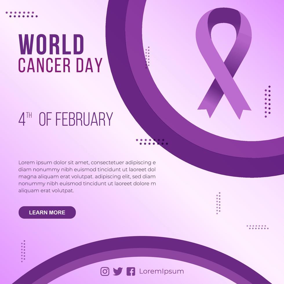 conception de publication instagram sur les médias sociaux de la journée mondiale du cancer dégradé adaptée à la publicité web vecteur