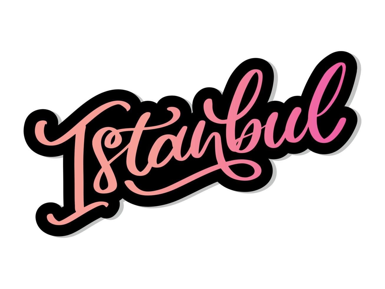 Istanbul. lettrage à la main. logo vectoriel d'istanbul en couleur noire avec mouettes sur fond blanc. produits souvenirs, emblème de bannière, blog de voyage médias sociaux, brochure, dépliant. illustration numérique.
