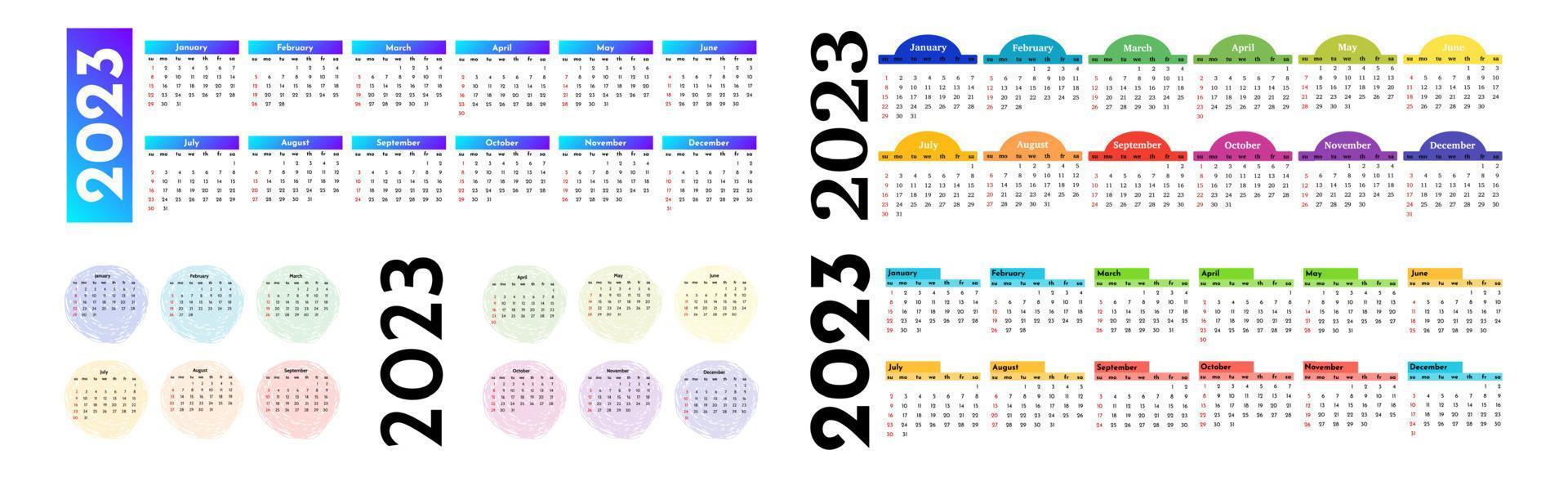 calendrier pour 2023 isolé sur fond blanc vecteur