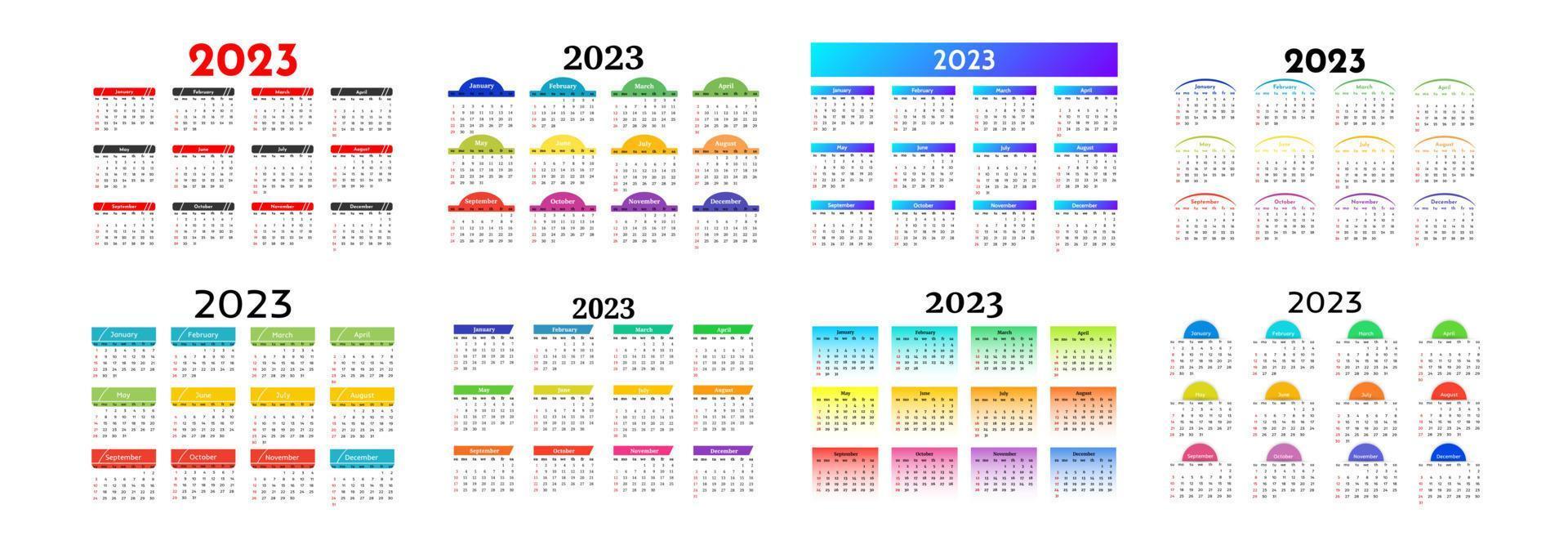 calendrier pour 2023 isolé sur fond blanc vecteur