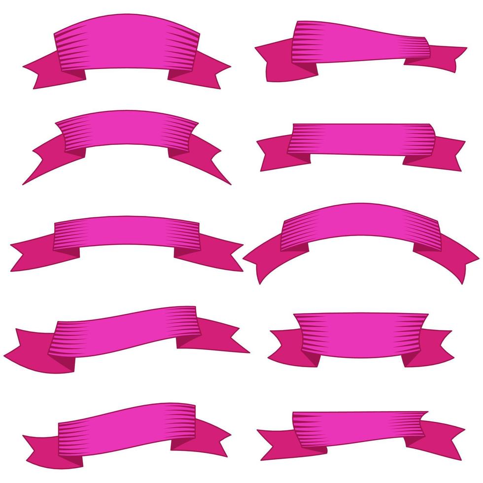 ensemble de dix rubans roses et bannières pour la conception web. grand élément de design isolé sur fond blanc. illustration vectorielle. vecteur