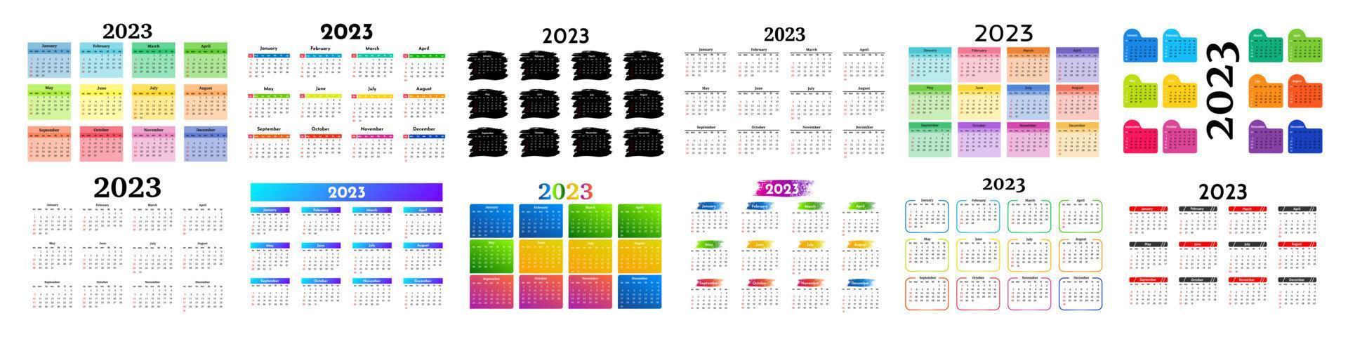 calendrier pour 2023 isolé sur fond blanc vecteur