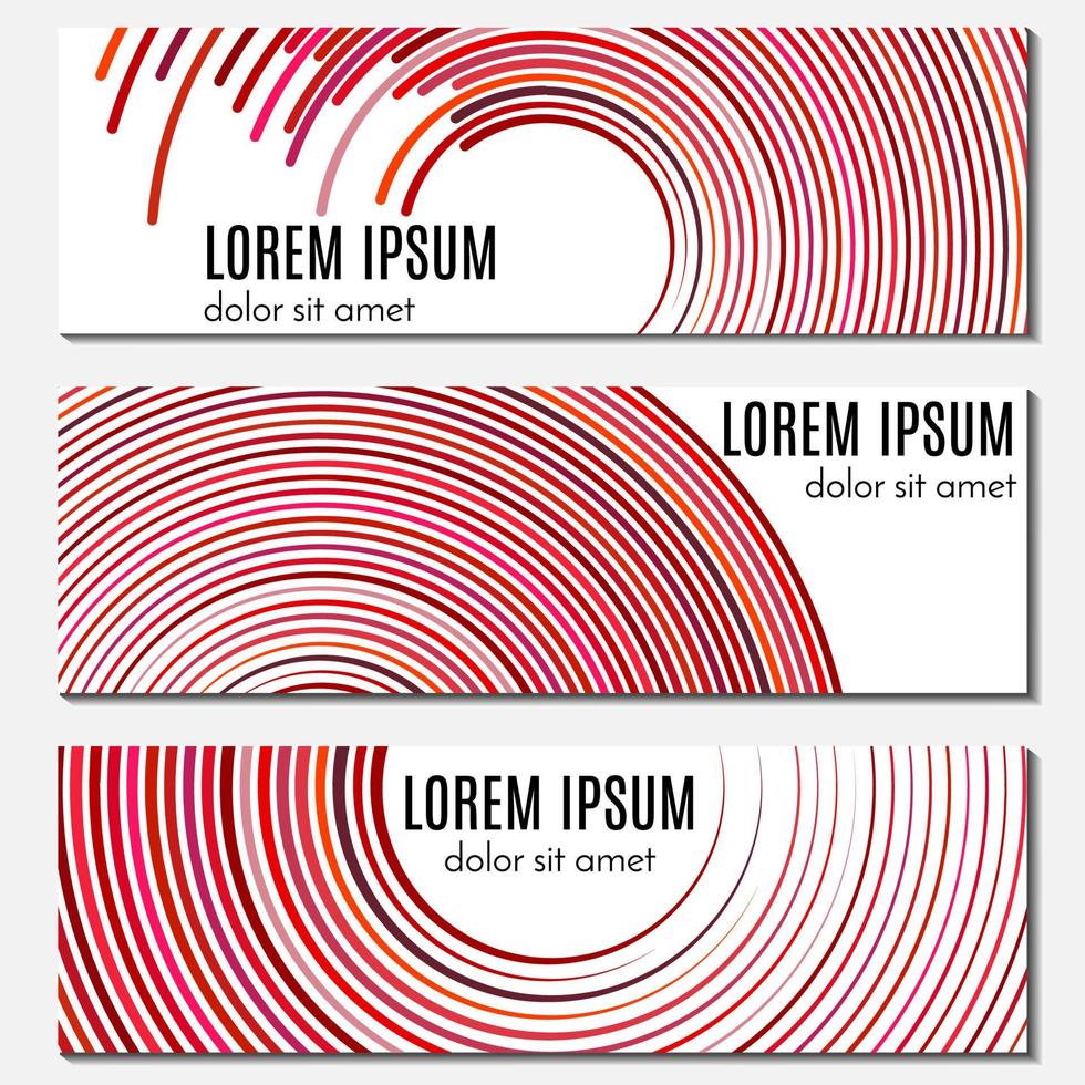 ensemble de bannières d'en-tête abstraites rouges avec des lignes courbes et place pour le texte. arrière-plans vectoriels pour la conception de sites Web. vecteur