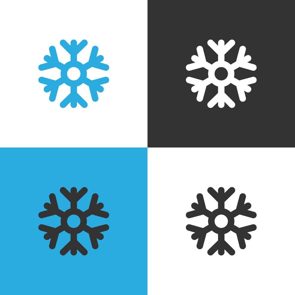 icône météo flocon de neige. ensemble de quatre icône de flocon de neige sur différents arrière-plans. illustration vectorielle. vecteur