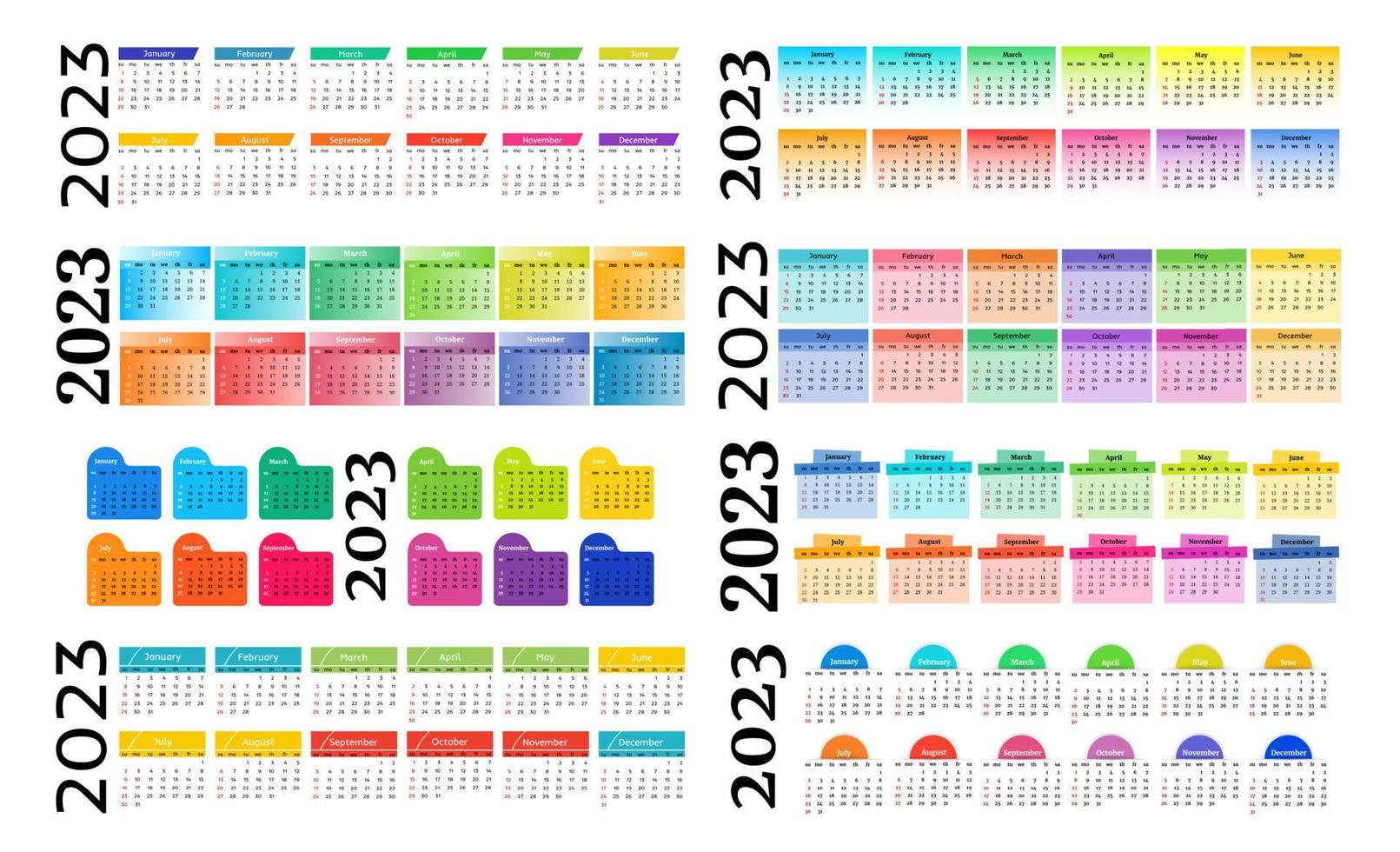 calendrier pour 2023 isolé sur fond blanc vecteur