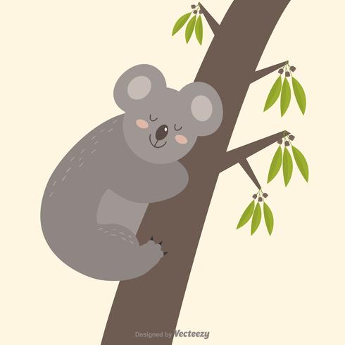 Koala australien mignon dormant dans un vecteur d'arbre de gomme