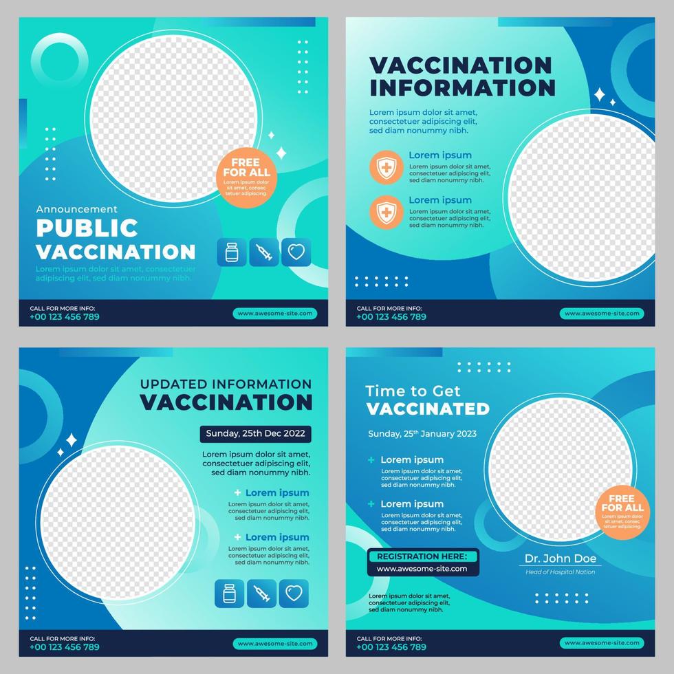 ensemble de publications sur les médias sociaux sur les vaccins vecteur