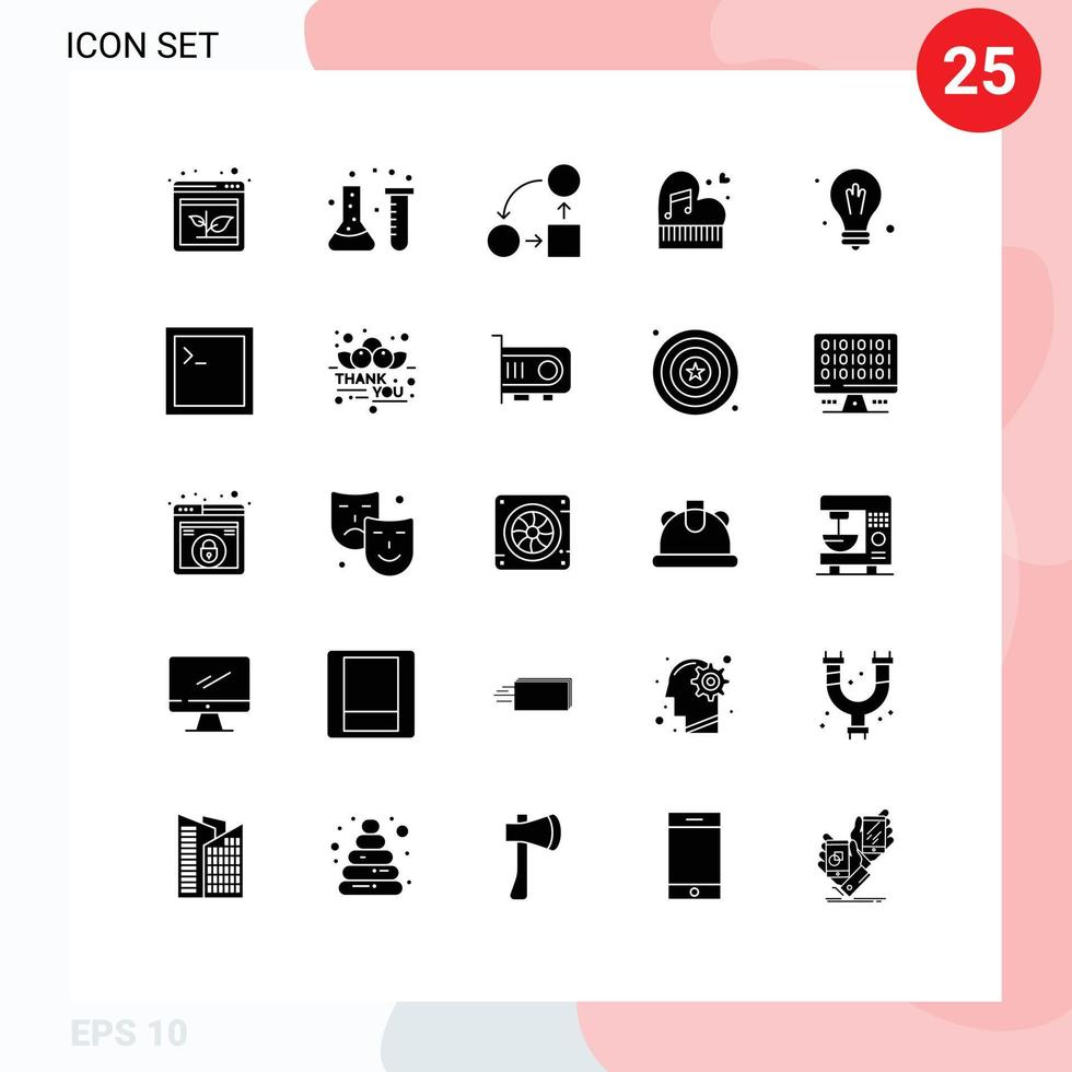 interface utilisateur pack de 25 glyphes solides de base de la passion amour laboratoire stratégie classique éléments de conception vectoriels modifiables vecteur