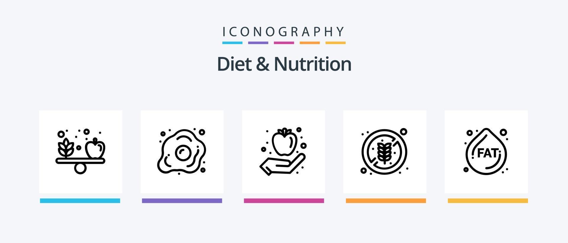 pack d'icônes de la ligne 5 de régime et de nutrition, y compris la forme physique. diète. diète. Frais. diète. conception d'icônes créatives vecteur