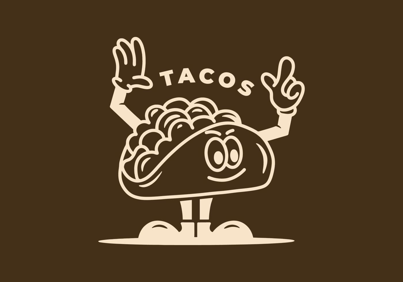 conception d'illustration de la mascotte taco avec les mains et les pieds vecteur