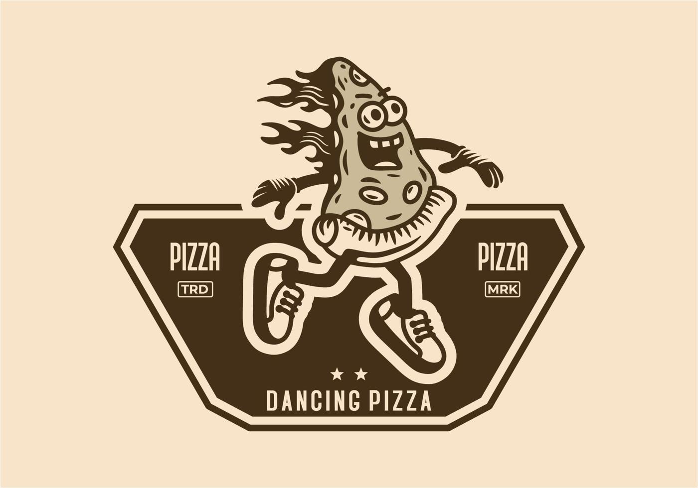 conception d'illustration de mascotte de pizza dansante vecteur