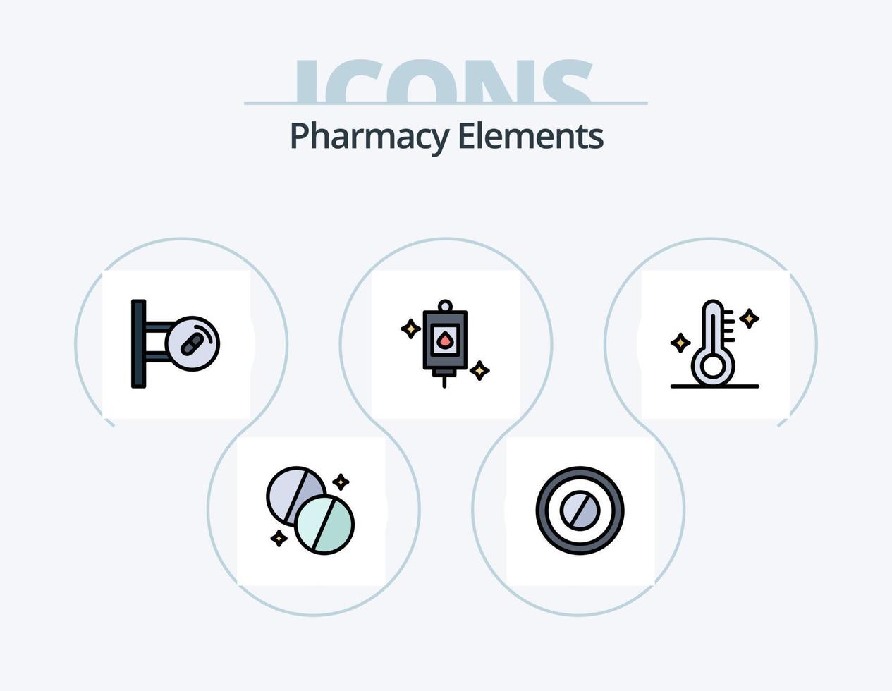 pack d'icônes remplies de ligne d'éléments de pharmacie 5 conception d'icônes. médical . froid . le potage. médical vecteur