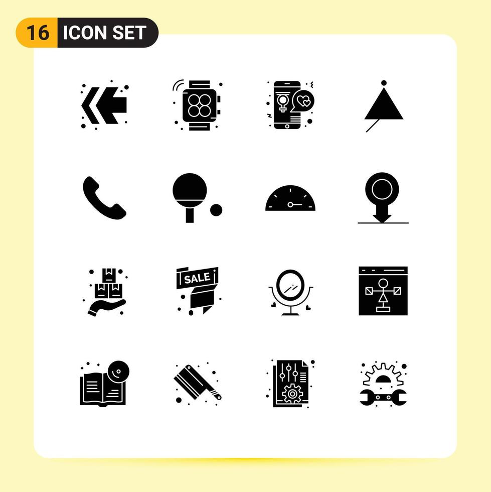 pack d'icônes vectorielles stock de 16 signes et symboles de ligne pour le triangle de téléphone amour instrument sonore éléments de conception vectoriels modifiables vecteur