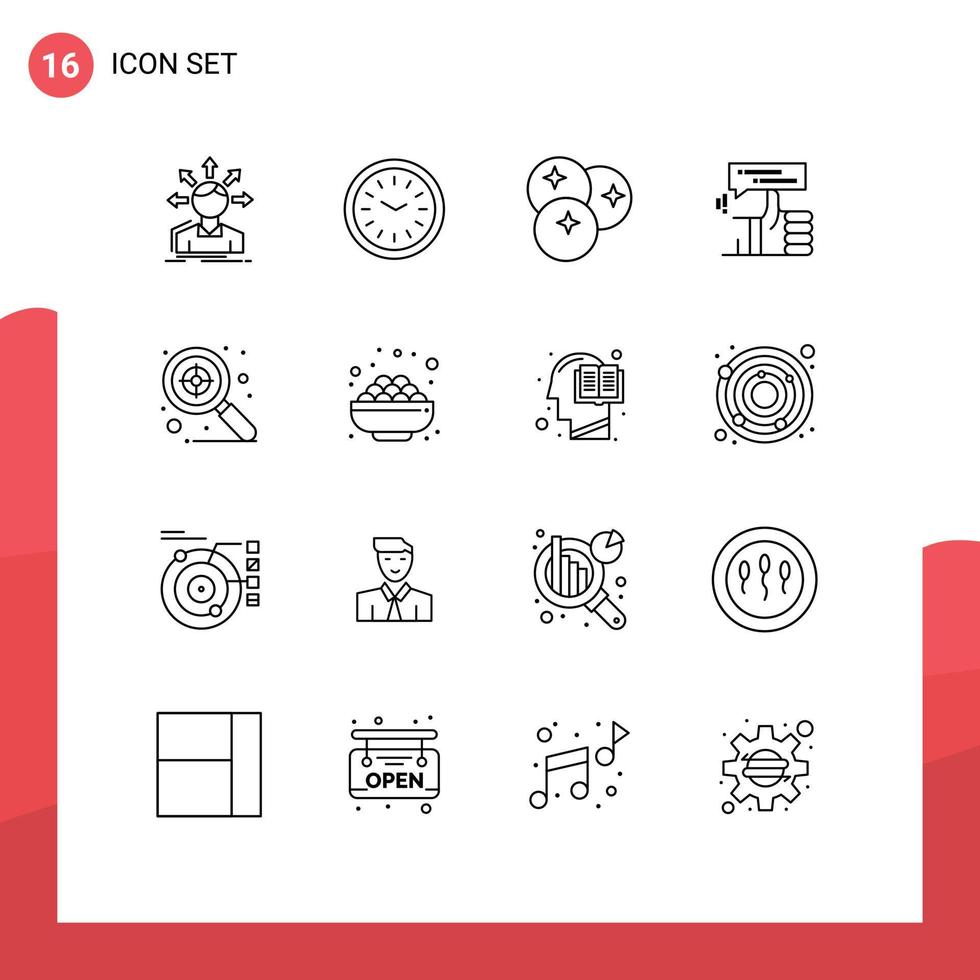 16 icônes créatives signes et symboles modernes d'éléments de conception vectoriels modifiables comme le fruit de la ligne de temps du doigt vecteur