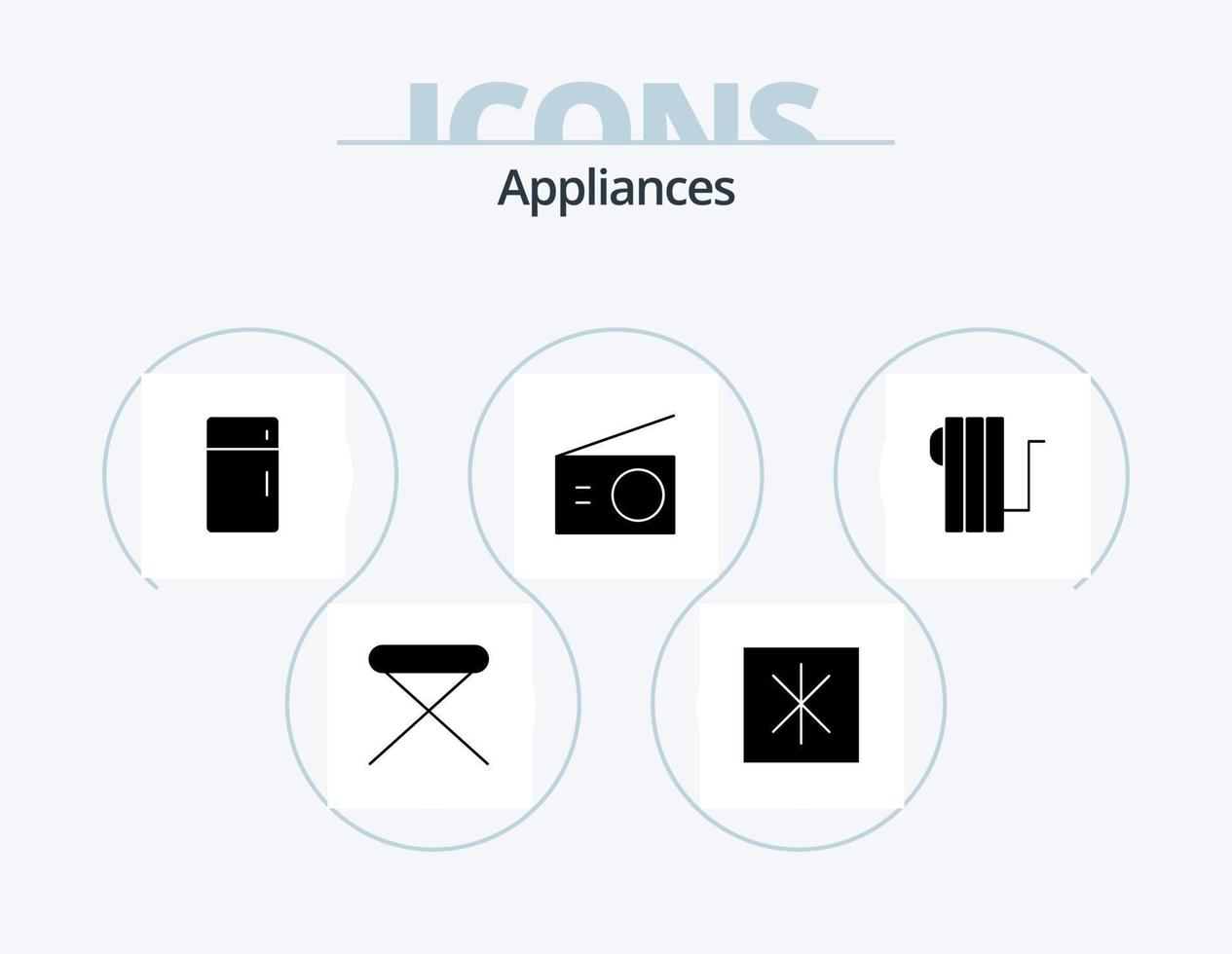 pack d'icônes de glyphe d'appareils 5 conception d'icônes. appareils électroménagers. domicile. appareils électroménagers. électrique. Ménage vecteur