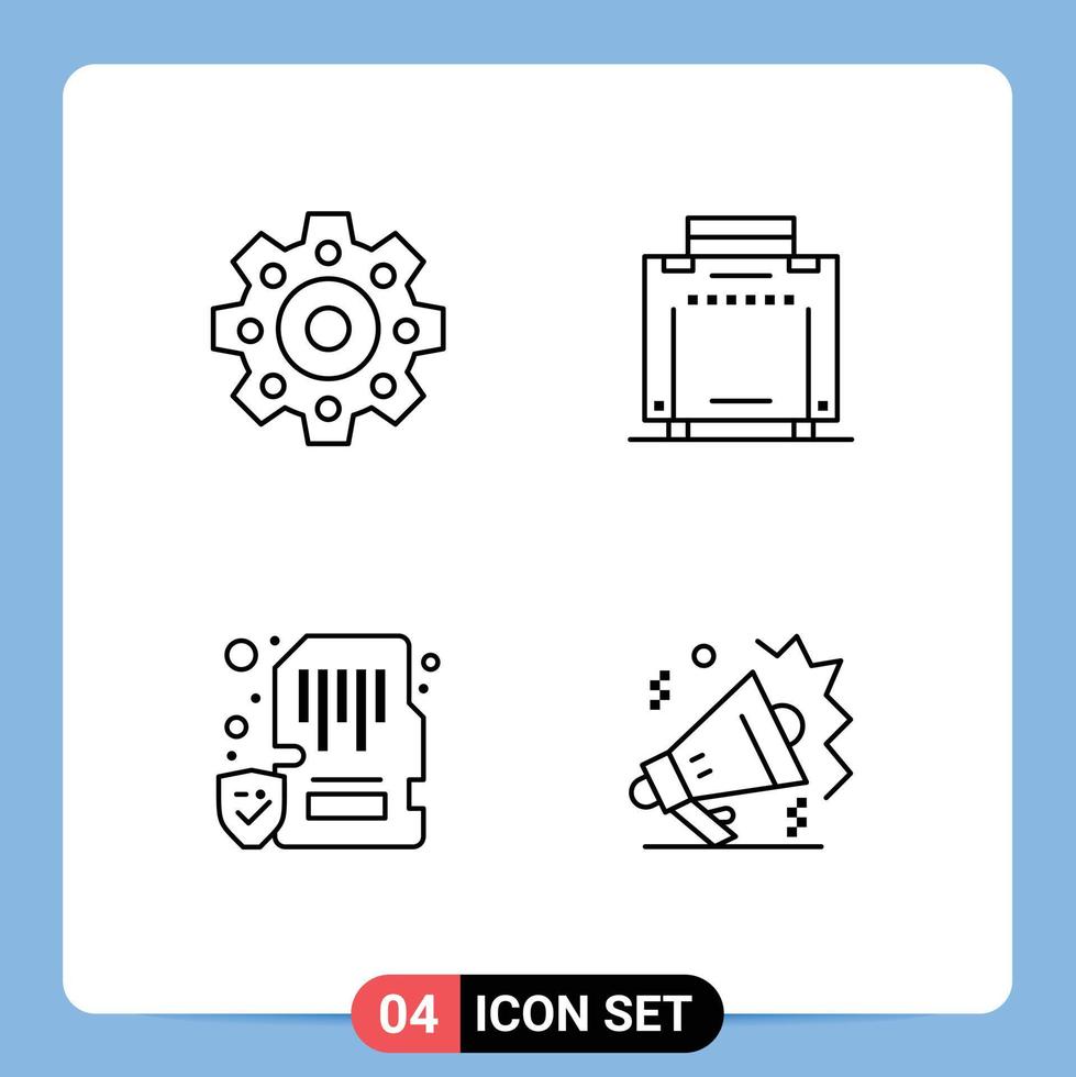 ensemble de 4 symboles d'icônes d'interface utilisateur modernes signes pour les éléments de conception vectoriels modifiables de l'immobilier de l'appareil touristique mobile mécanique vecteur