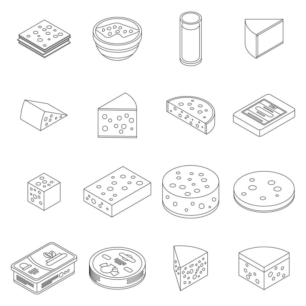 icônes de fromage définir le contour vectoriel