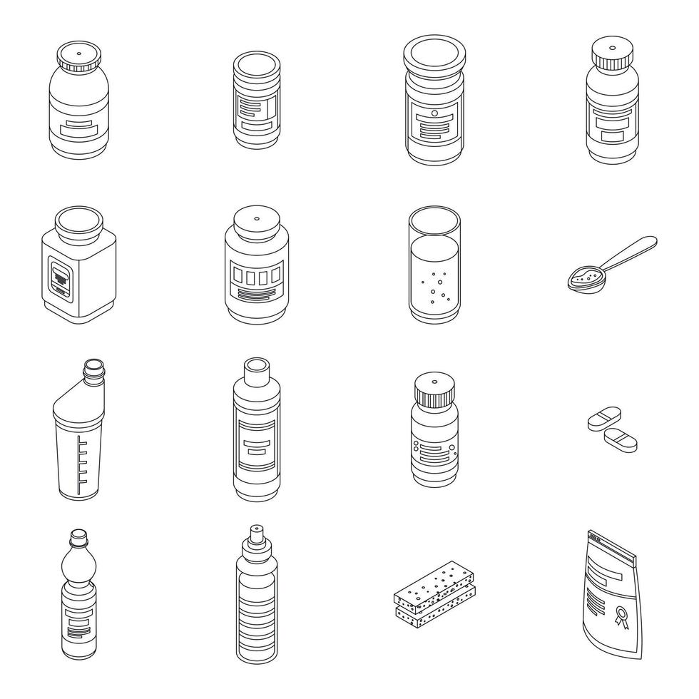 icônes de nutrition sportive définies contour vectoriel