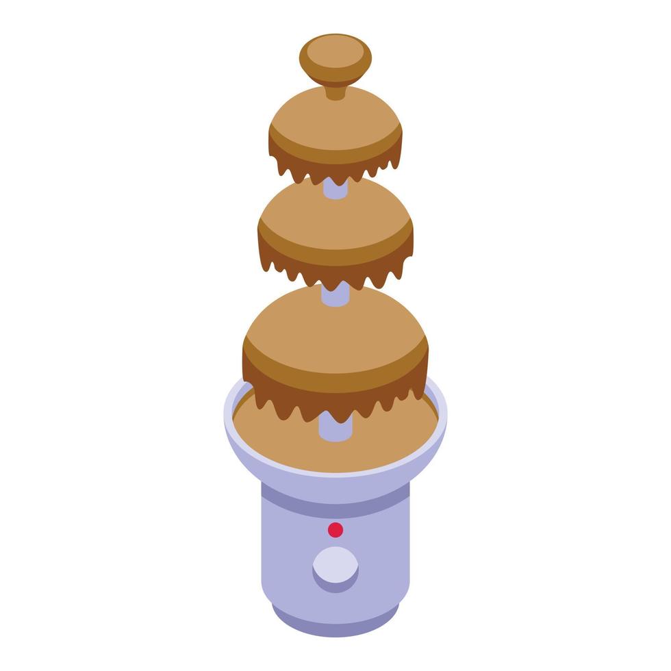 vecteur isométrique d'icône de fontaine de chocolat. appareil à fondue