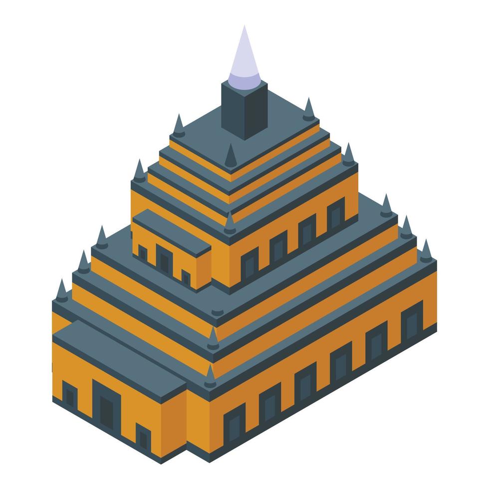 vecteur isométrique d'icône de bâtiment myanmar. drapeau asie