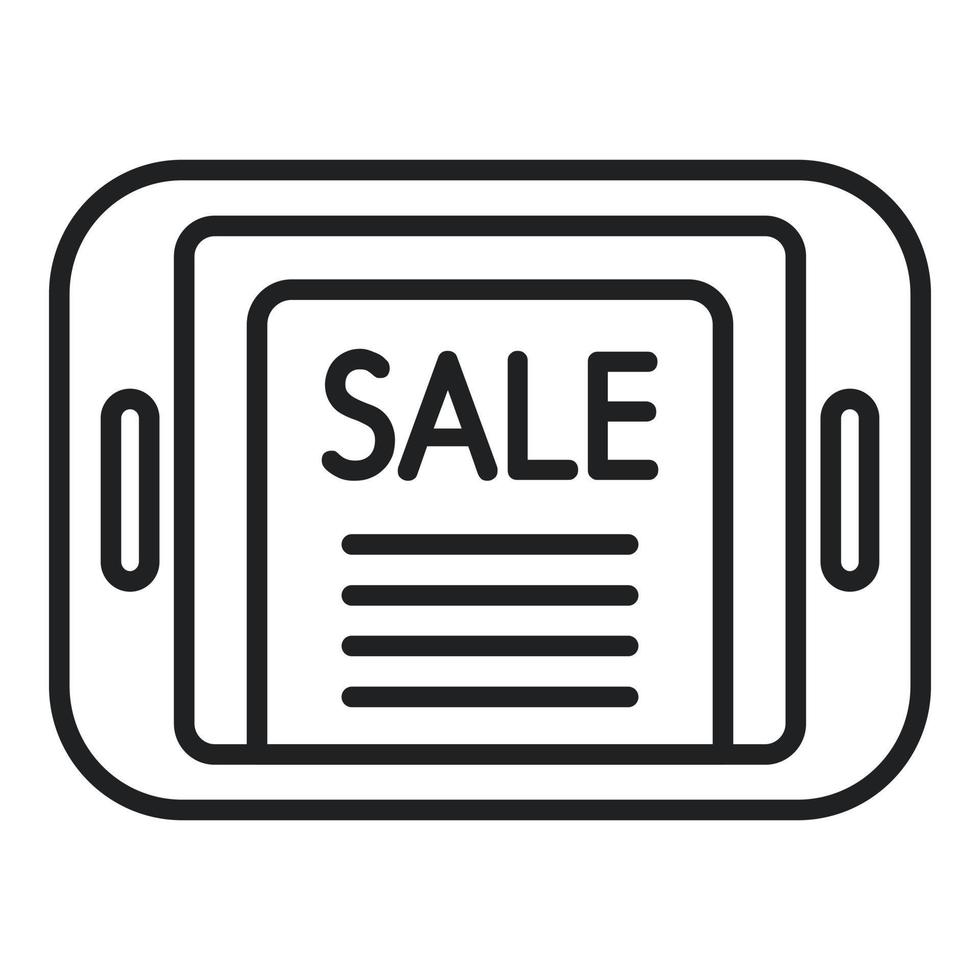 vecteur de contour d'icône de marketing de tablette de vente. marché en ligne