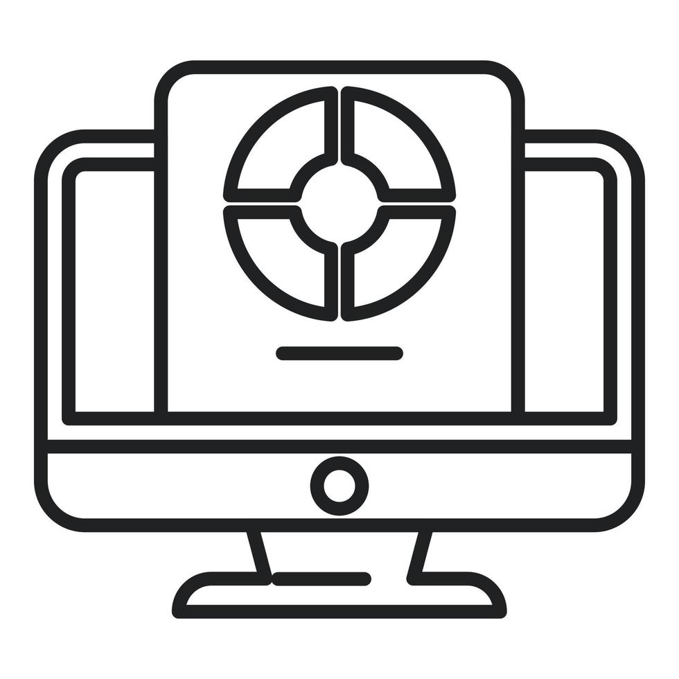 vecteur de contour d'icône de moniteur de marché social. Business en ligne