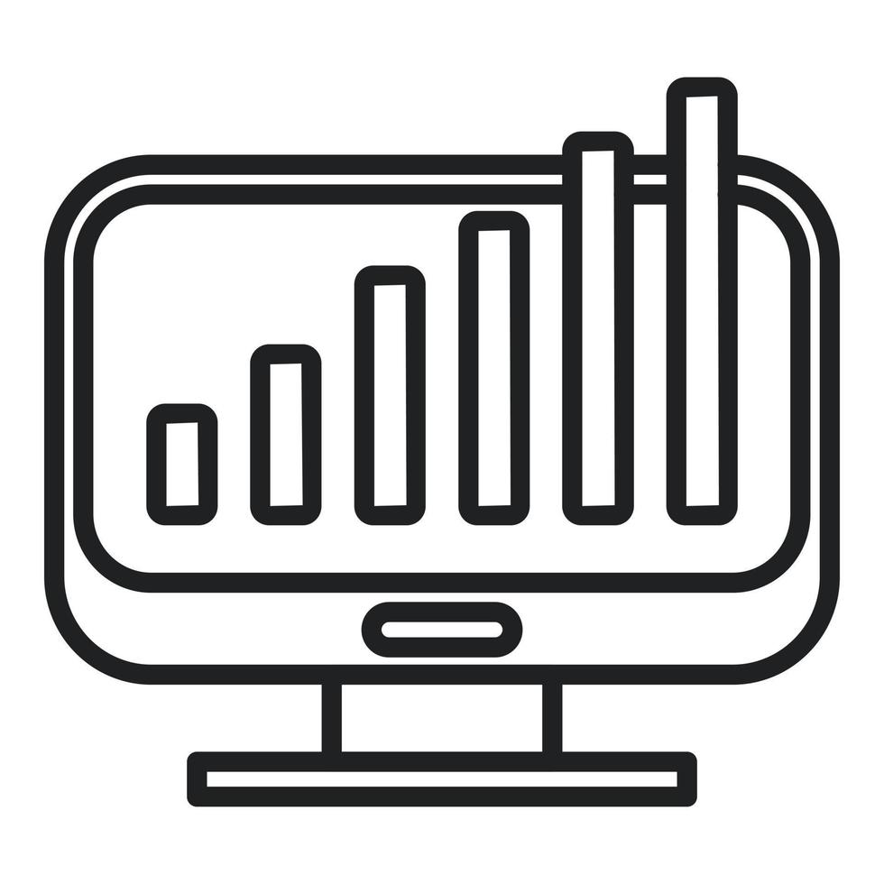 vecteur de contour d'icône de graphique d'ordinateur en ligne. vraie maison