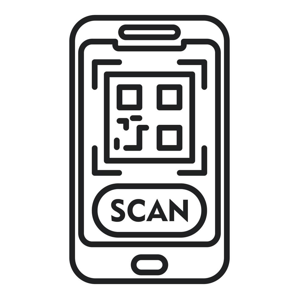 analysez le vecteur de contour de l'icône du code qr du téléphone. application intelligente