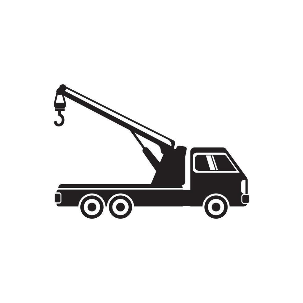 conception de symbole d'illustration vectorielle d'icône de camion de remorquage de voiture ou de grue. vecteur