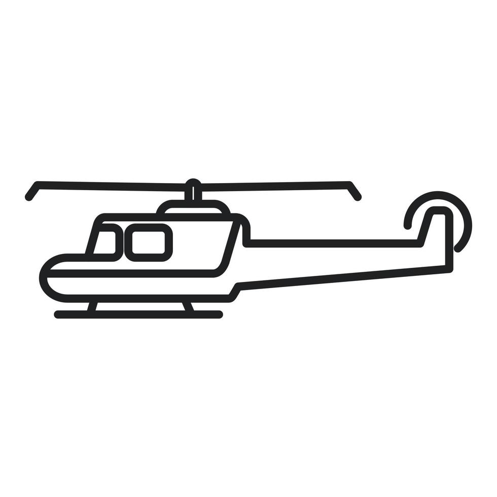 vecteur de contour d'icône d'hélicoptère de sauvetage aérien. hachoir de mer