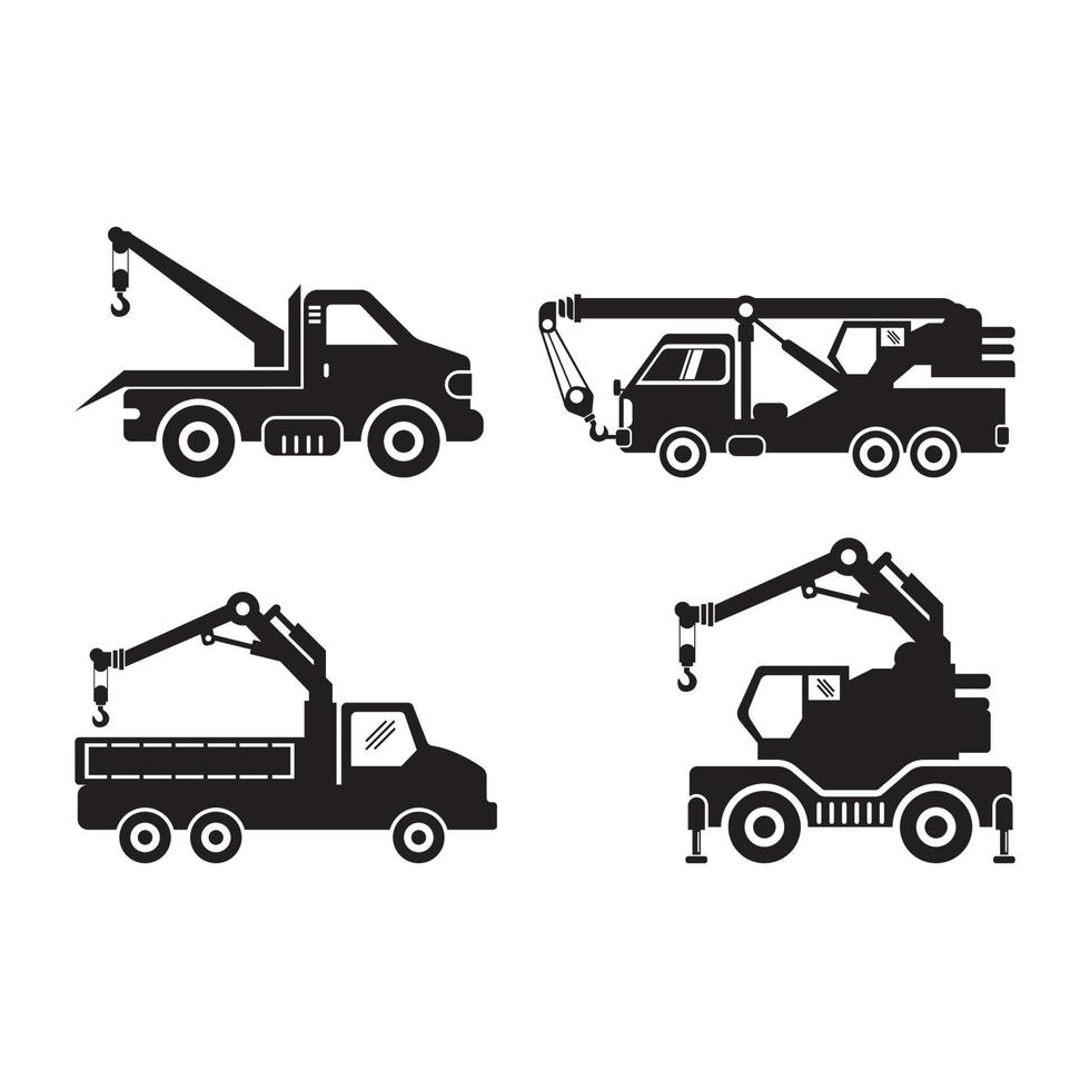 conception de symbole d'illustration vectorielle d'icône de camion de remorquage de voiture ou de grue. vecteur