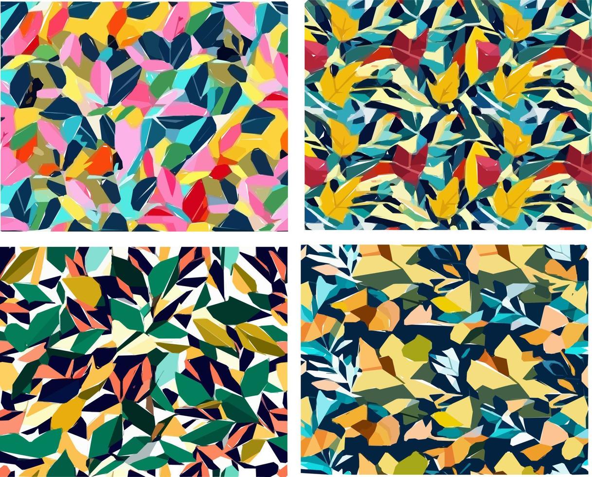 ensemble de motifs de feuilles colorées vecteur