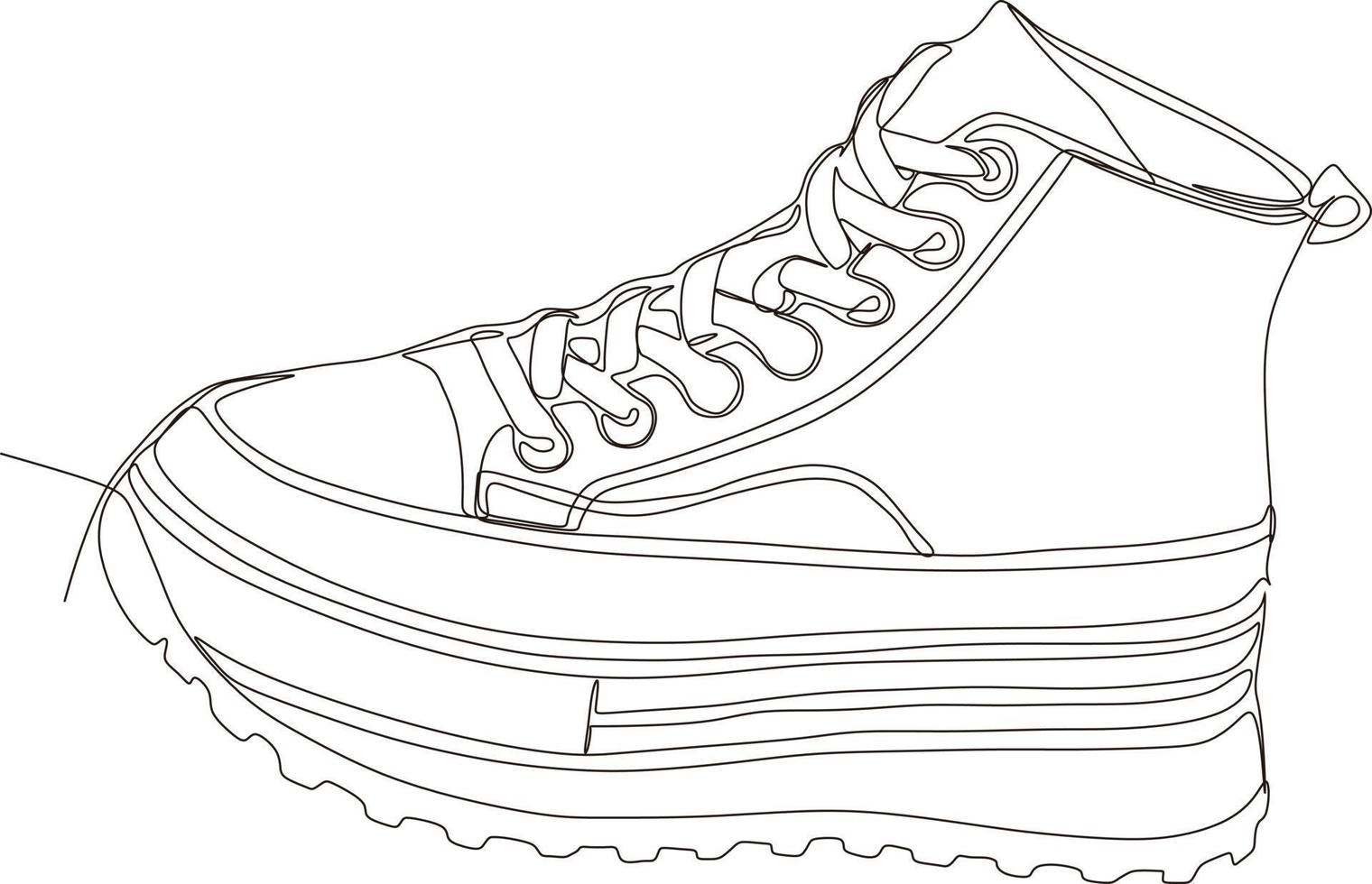 dessin au trait continu de chaussures en noir et blanc vecteur