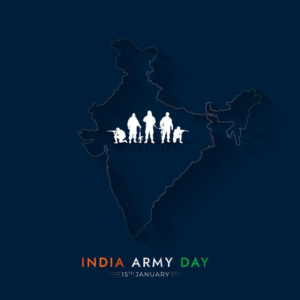 journée de l'armée indienne 15 janvier publication sur les réseaux sociaux vecteur