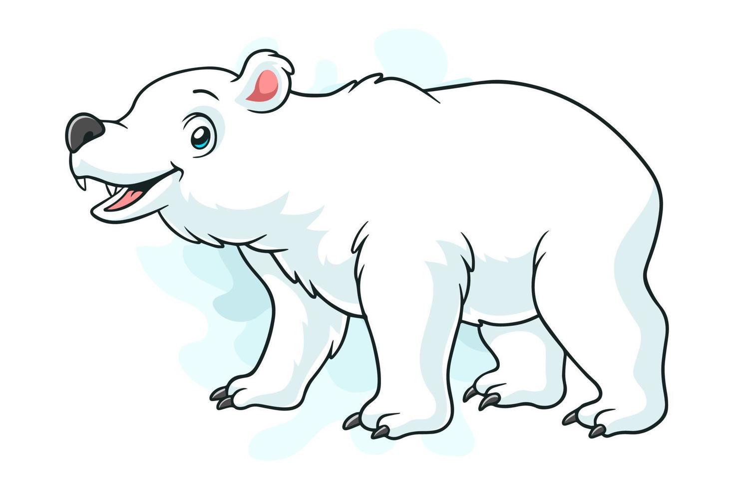 dessin animé ours polaire sur fond blanc vecteur