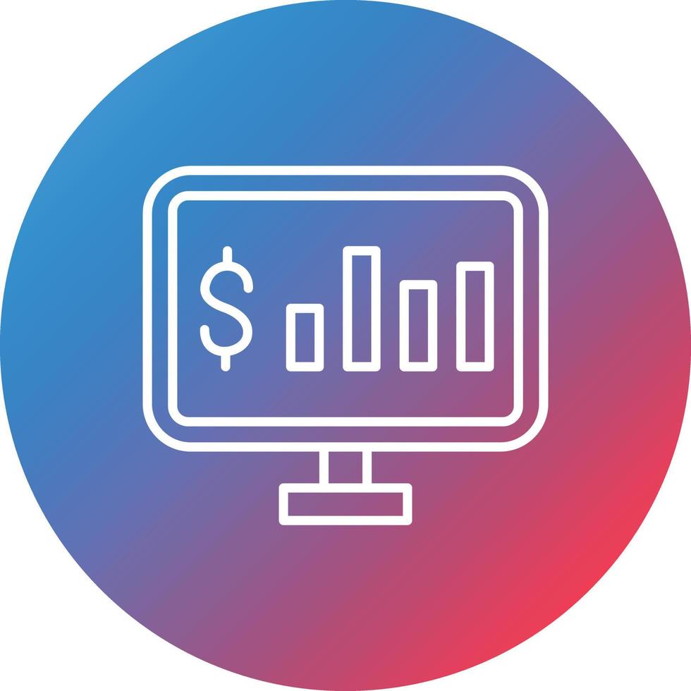 icône de fond de cercle dégradé de ligne de statistiques en ligne vecteur