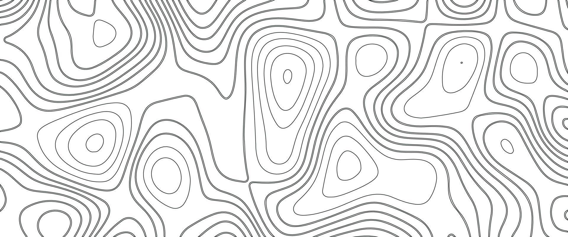 fond et texture topographiques. abstraction avec place pour le texte. lignes de fond topo, contour, grille géographique. lignes de contours topographiques modernes en noir et blanc des montagnes. art de la carte topographique vecteur