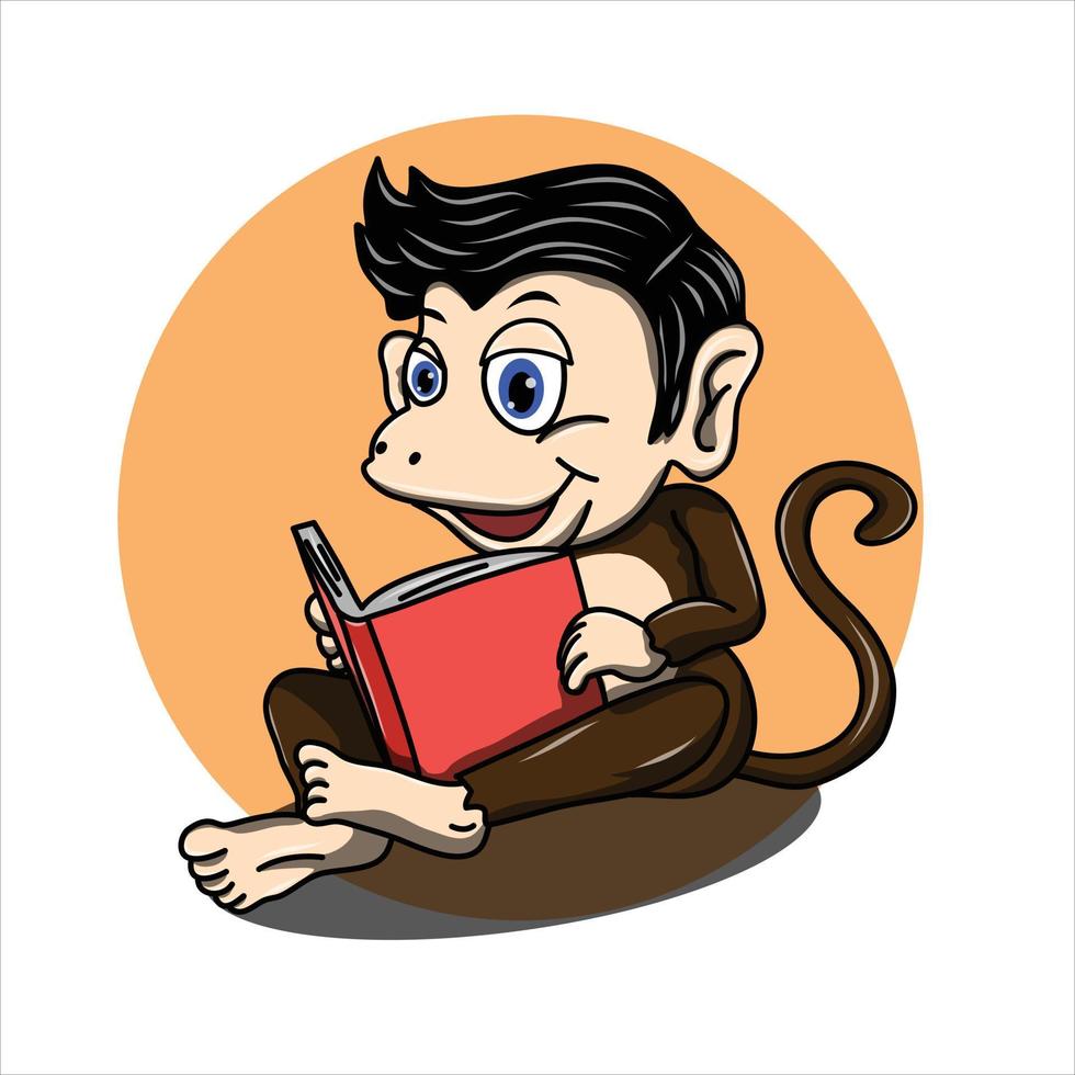 singe lisant un livre dans la conception d'illustration vectorielle vecteur