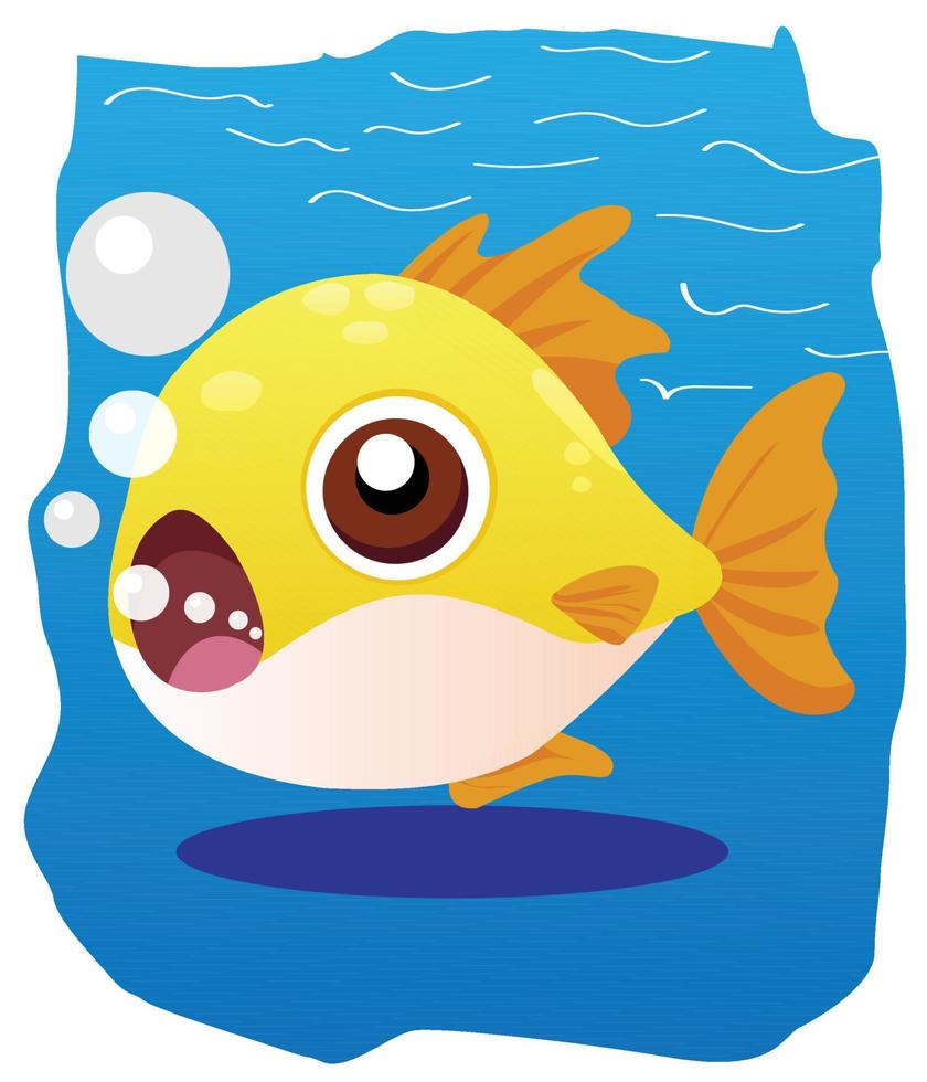 mascotte de chibi de poisson mignon d'art vectoriel sous l'eau