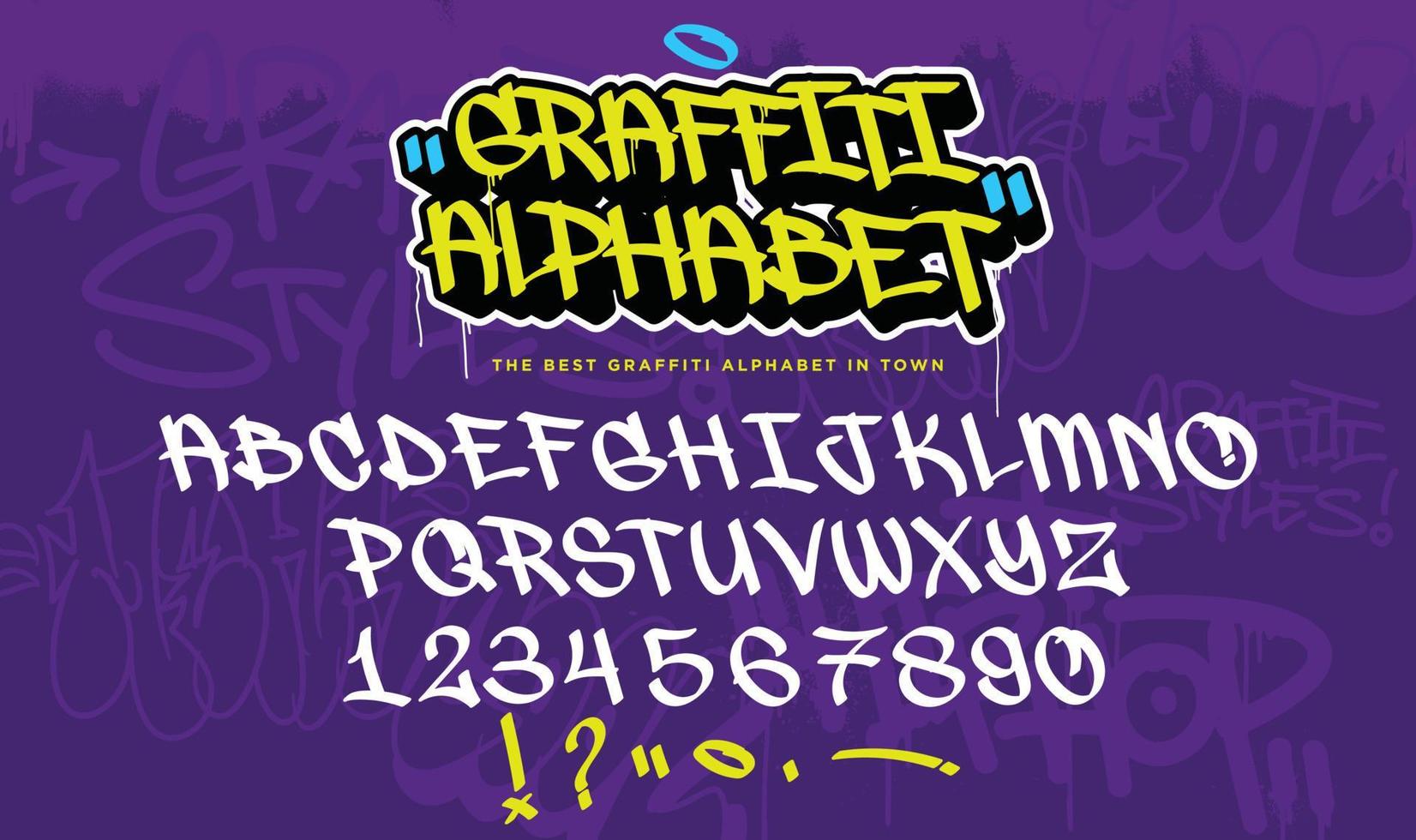 un ensemble d'alphabet graffiti. police de graffiti numérique cool. vecteur