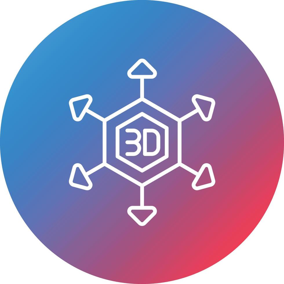 icône de fond de cercle dégradé de ligne de modélisation 3d vecteur