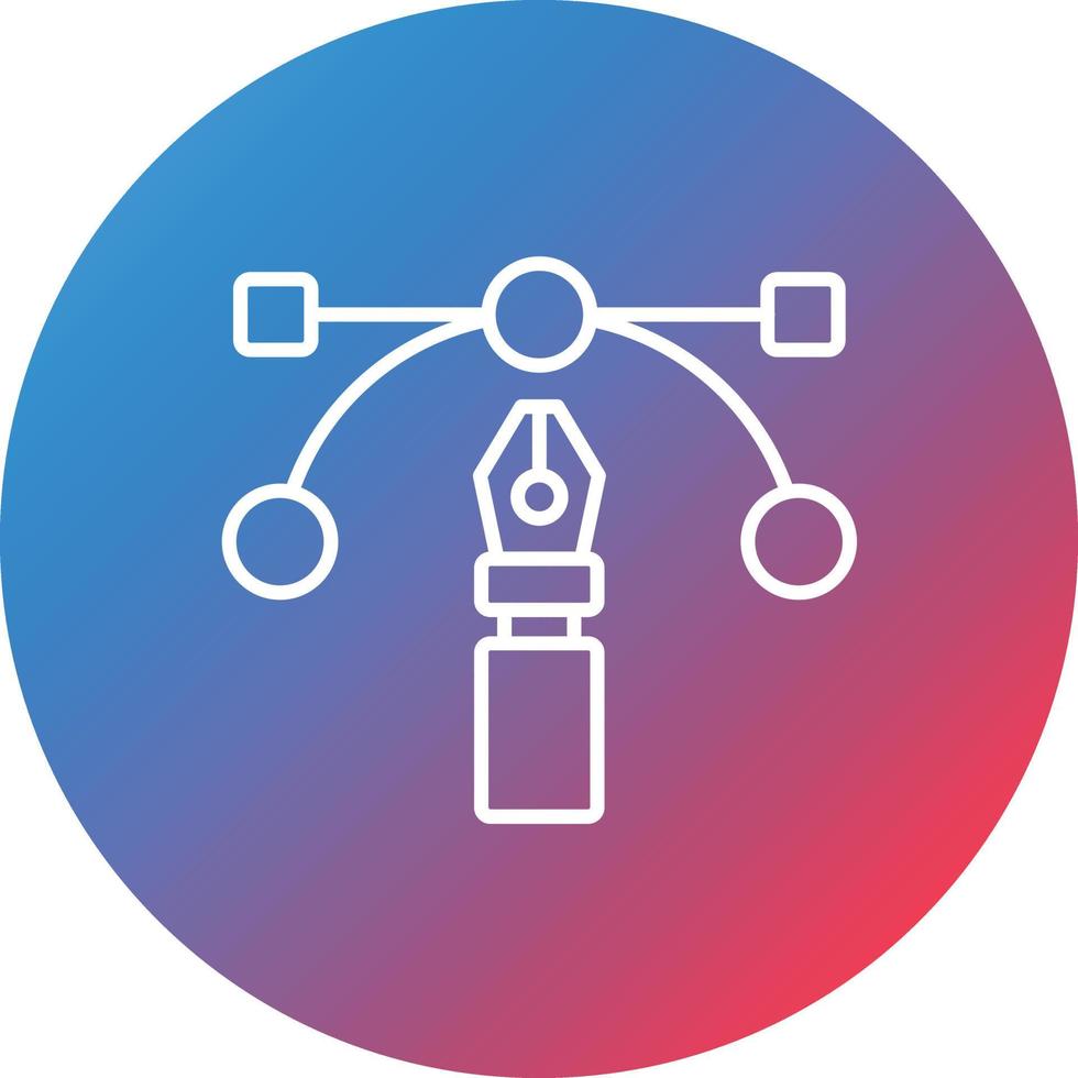 point d'arc et icône de fond de cercle dégradé de ligne de stylo vecteur