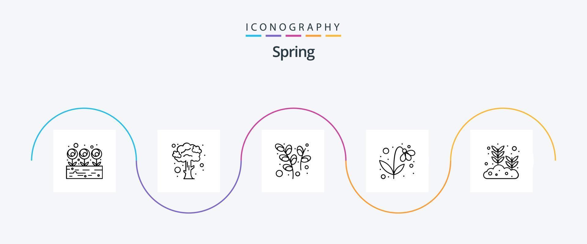 pack d'icônes spring line 5 comprenant une plante. croissance. Pâques. la nature. présente vecteur