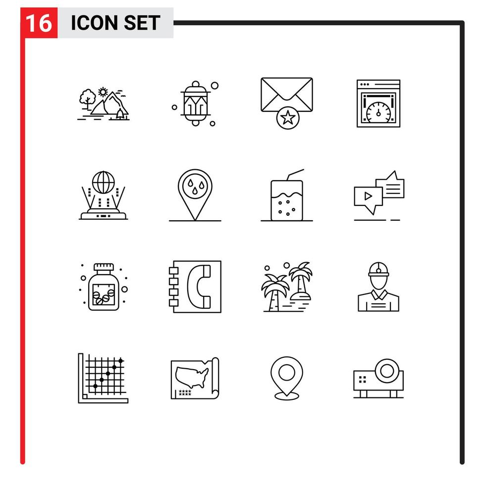 16 icônes créatives signes et symboles modernes de la vitesse du web internet page lanterne test de vitesse étoiles éléments de conception vectoriels modifiables vecteur