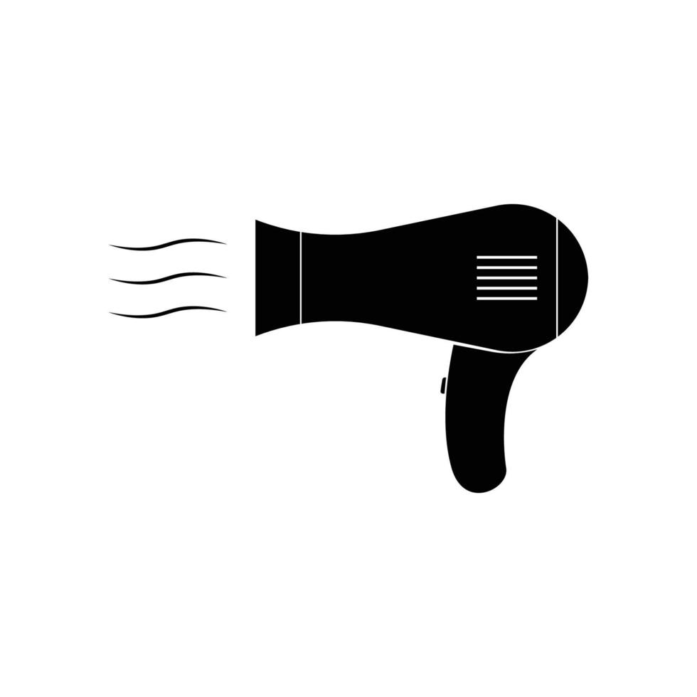icône de sèche-cheveux noir isolé sur fond blanc illustration design vecteur