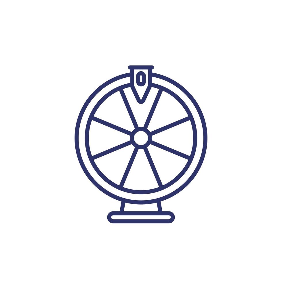 roulette, icône de ligne de roue de fortune vecteur