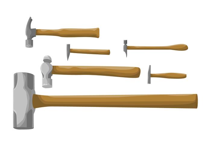 Set de dessin animé de vecteurs de marteau vecteur