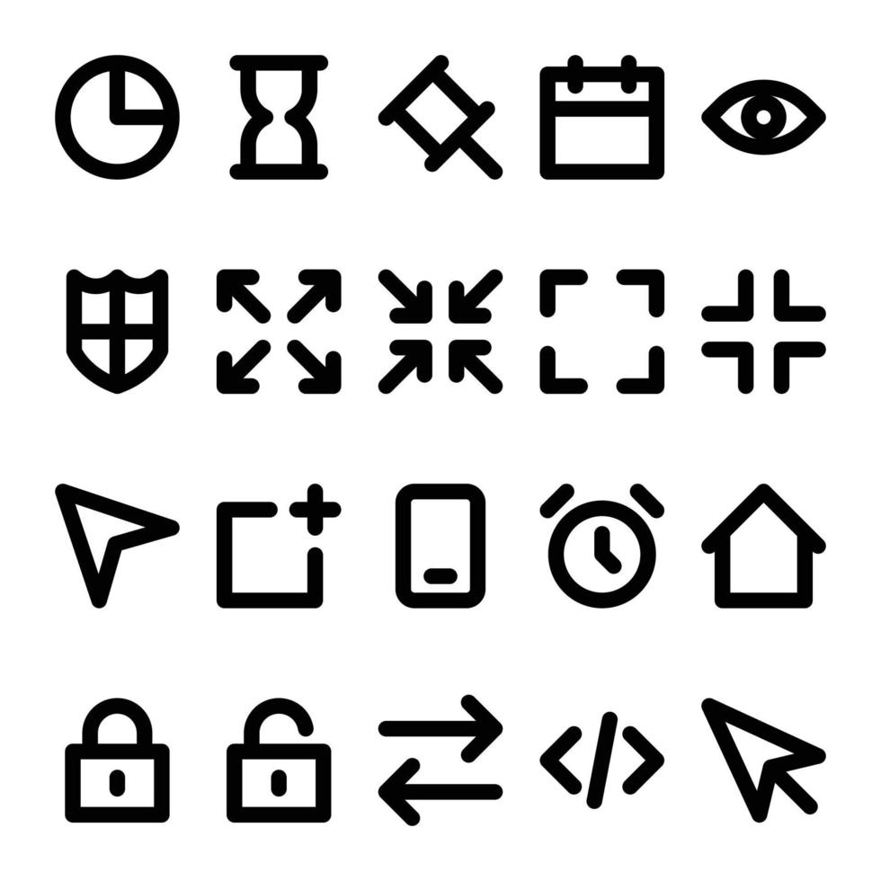 icônes de contour pour l'interface utilisateur. vecteur