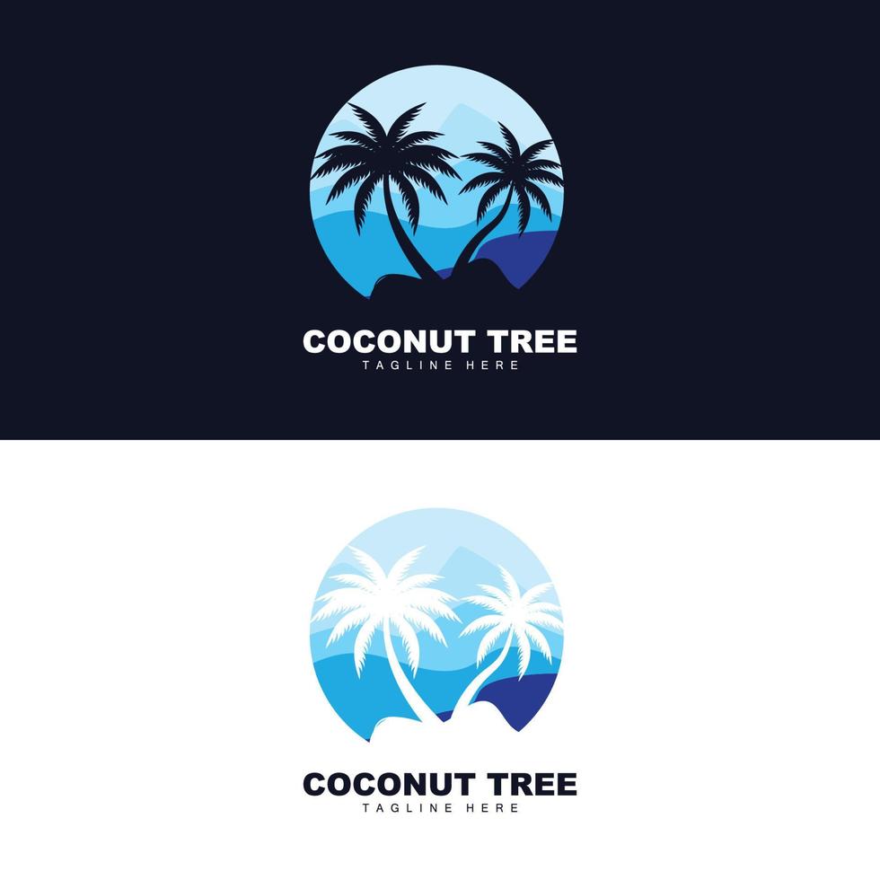 logo de cocotier, vecteur d'arbre océanique, conception de modèles, image de marque de produit, logo d'objet de tourisme de plage