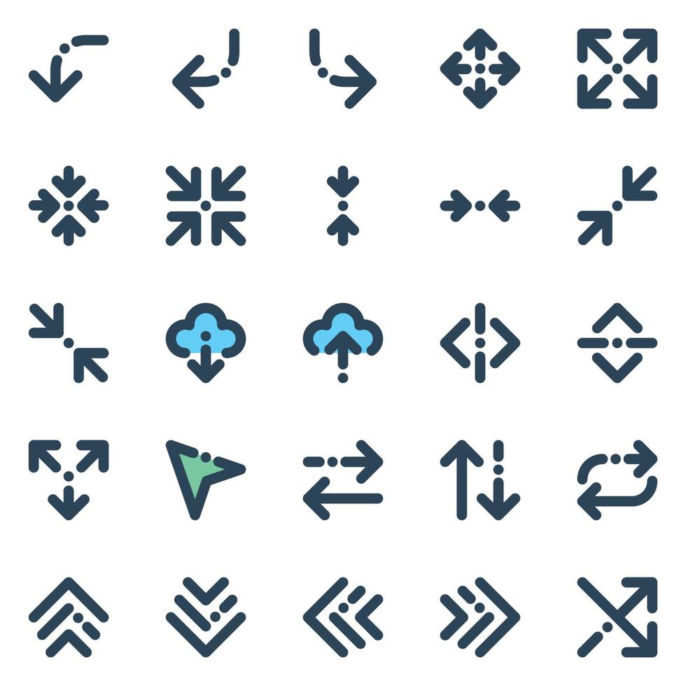 icônes de contour de couleur remplies pour le signe et le symbole. vecteur